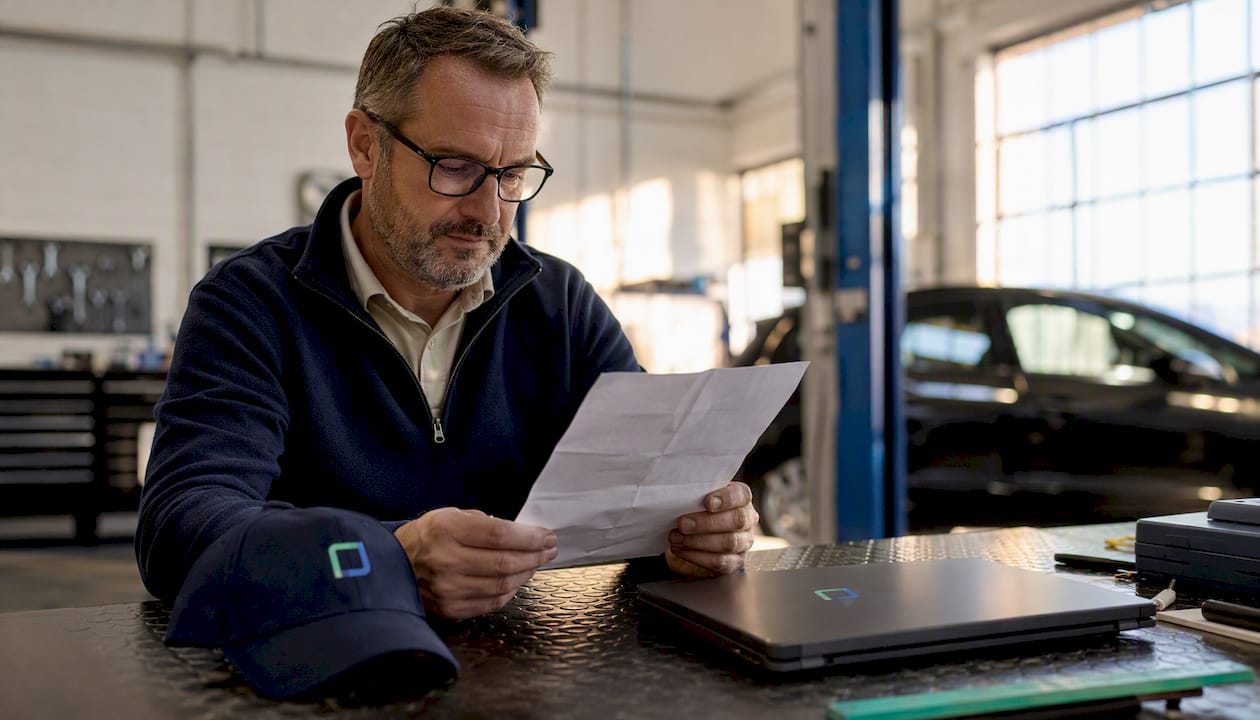 Installer reviewing tracker certification paperwork