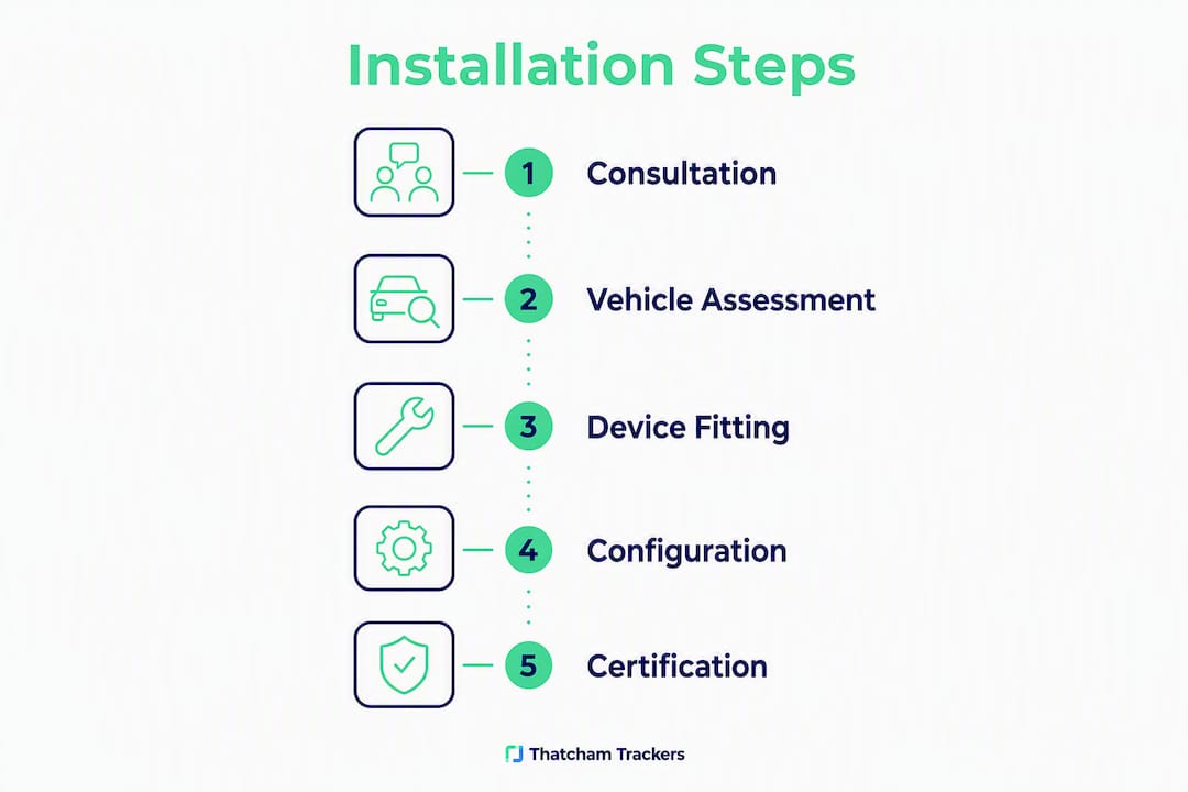 Infographic showing tracker installation steps