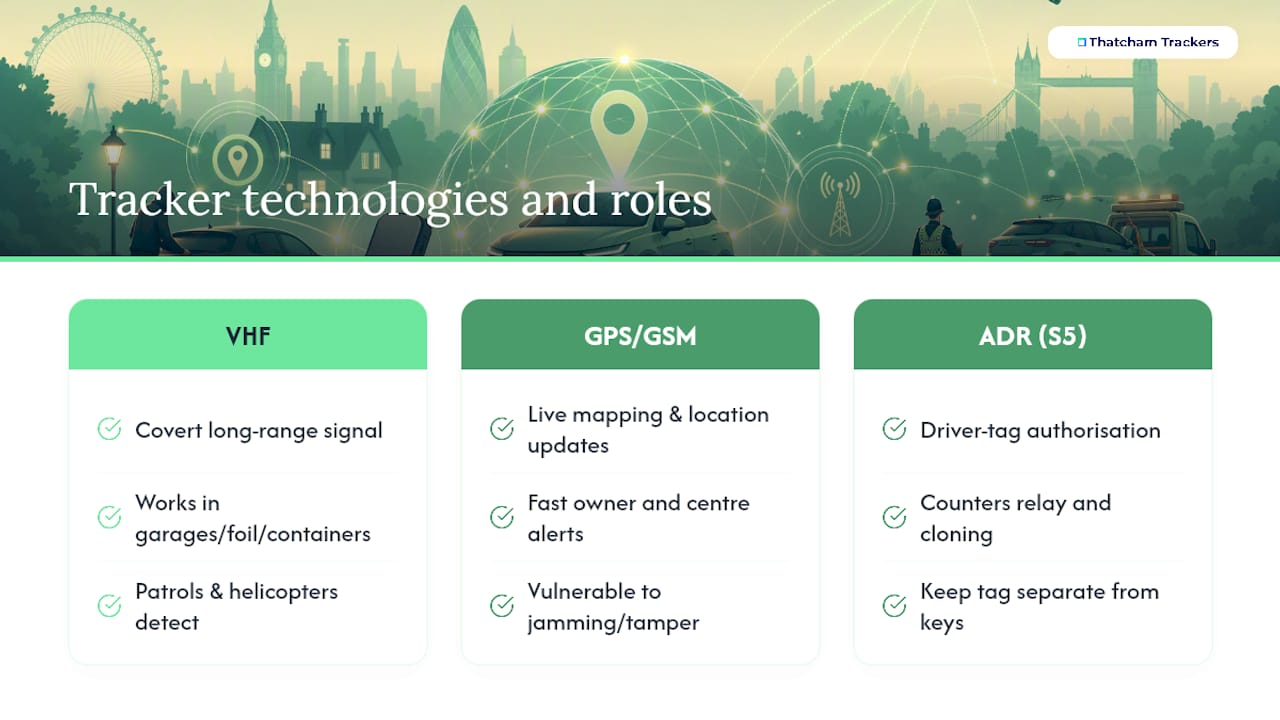 Diagram of tracker technologies working together