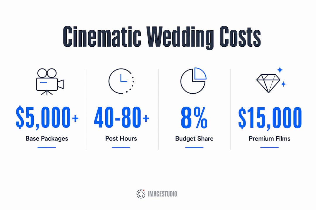 Infographic displaying key cinematic wedding cost statistics