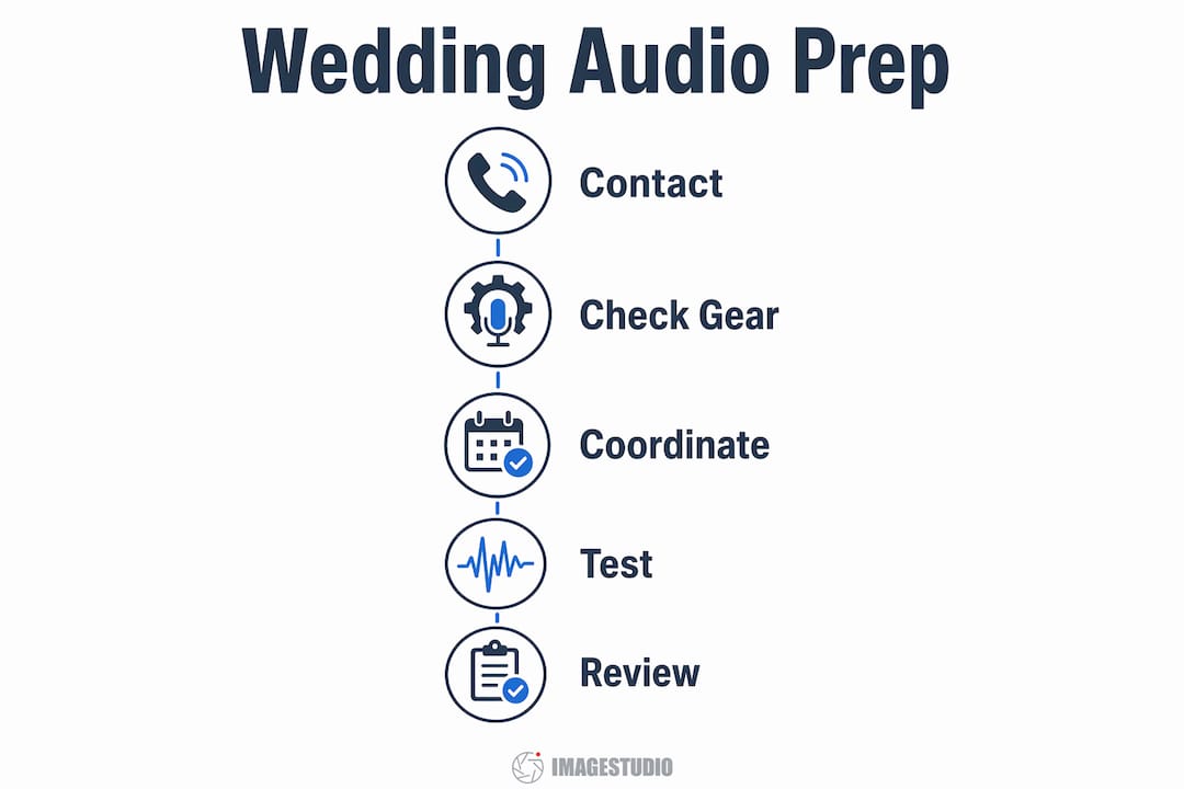 Infographic showing wedding audio preparation steps