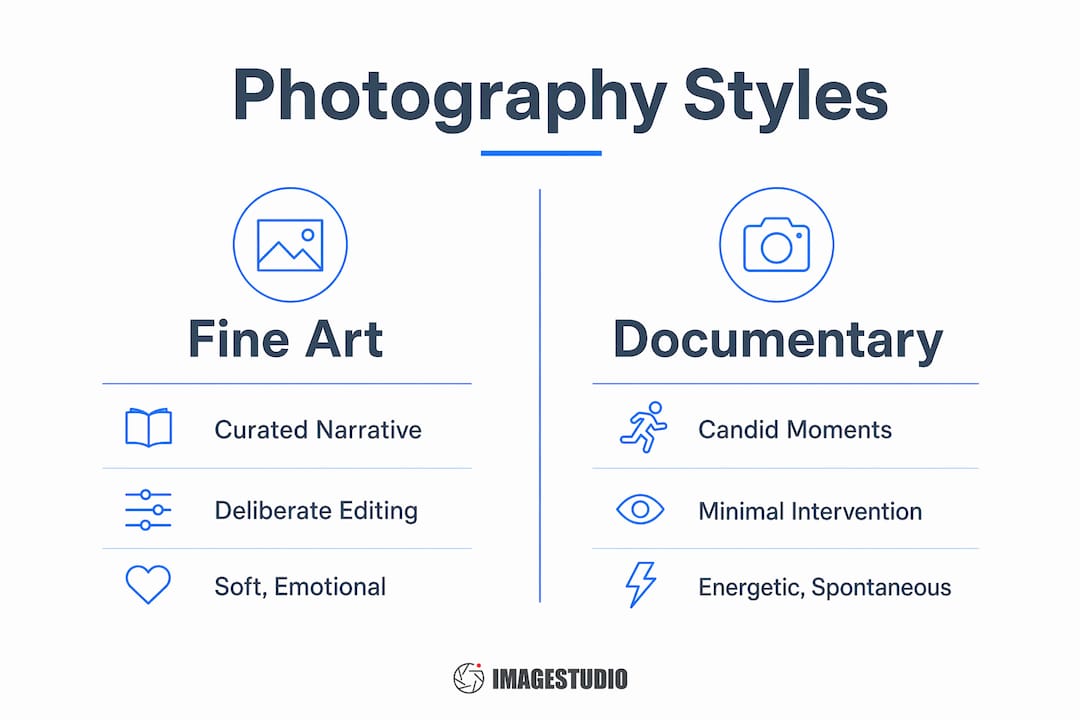 Infographic comparing fine art and documentary photography