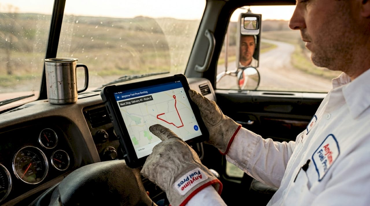 How Ranch Diesel Delivery Works: A Rancher's Guide 2 GPS route displayed on fuel delivery tablet