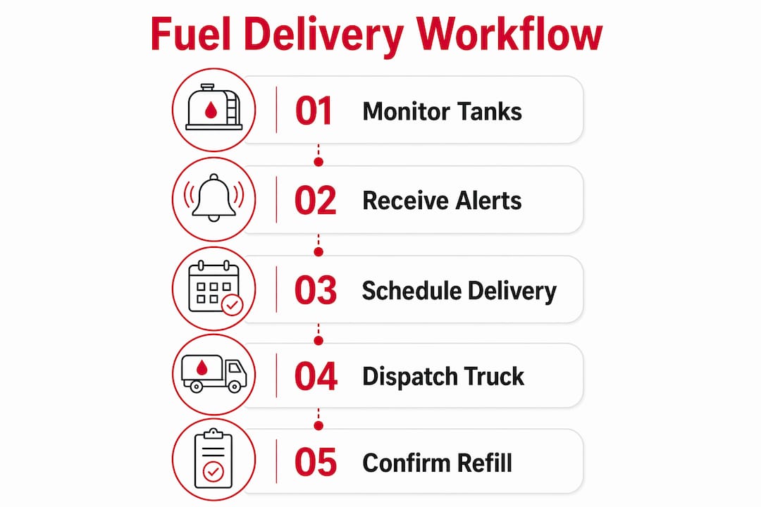 Infographic illustrating remote fuel delivery process