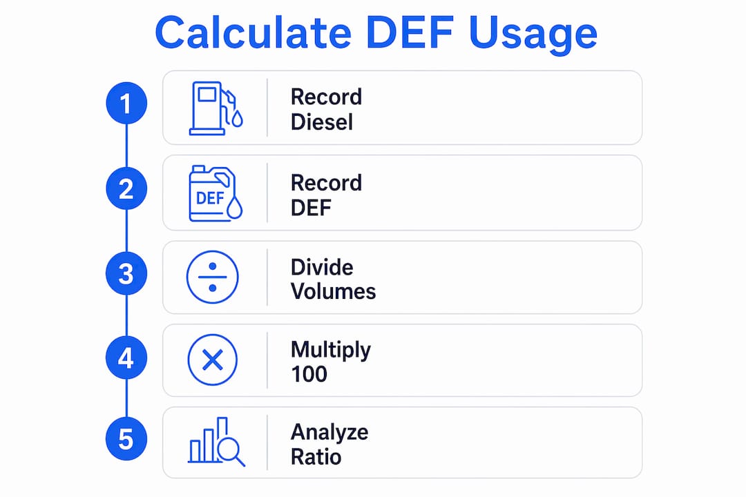 Infographic showing DEF consumption calculation steps