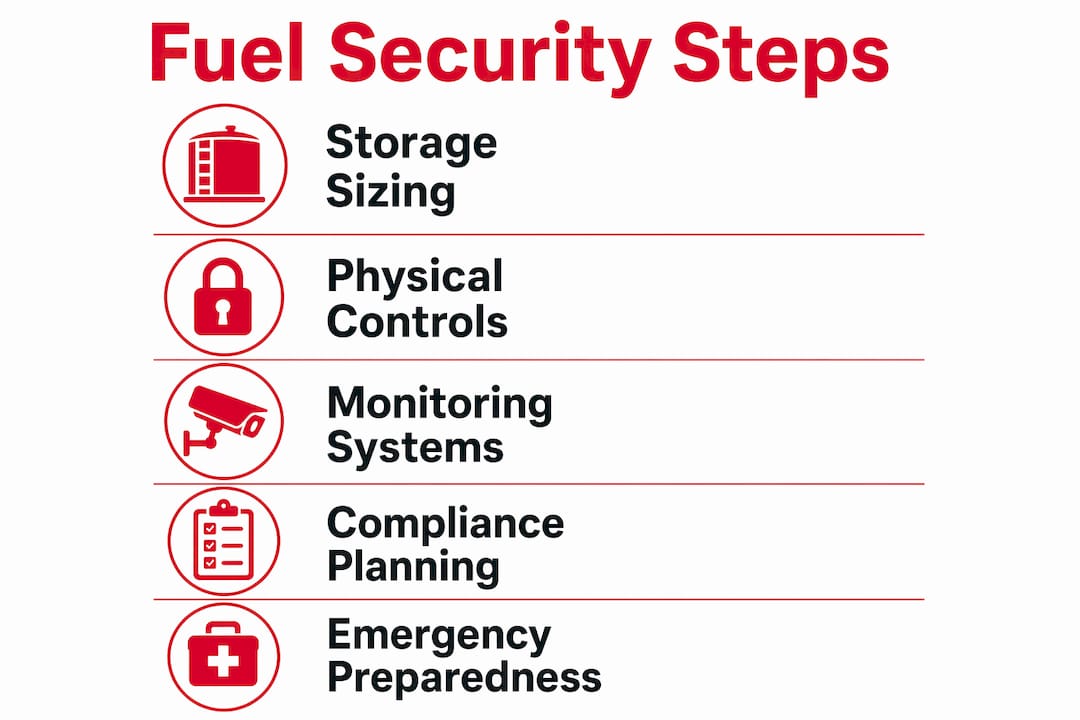 Infographic outlining key fuel security steps
