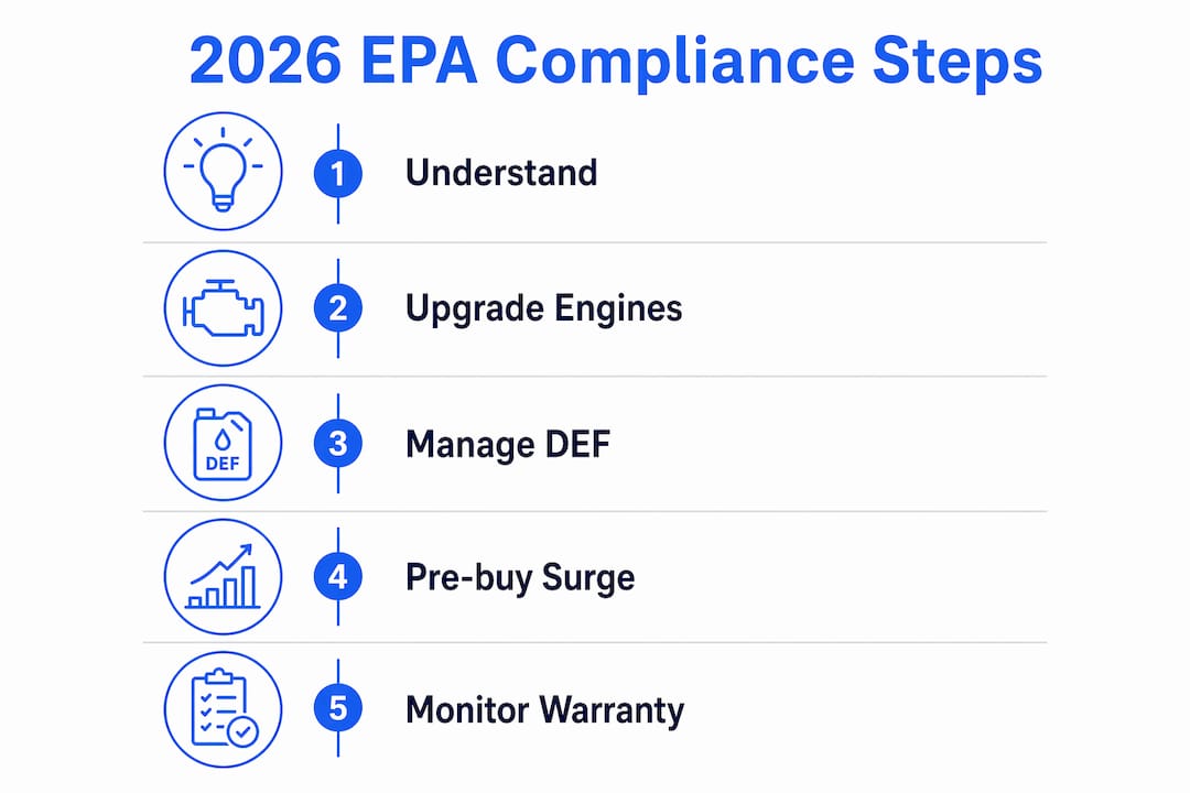 Infographic showing 2026 EPA compliance steps for trucks
