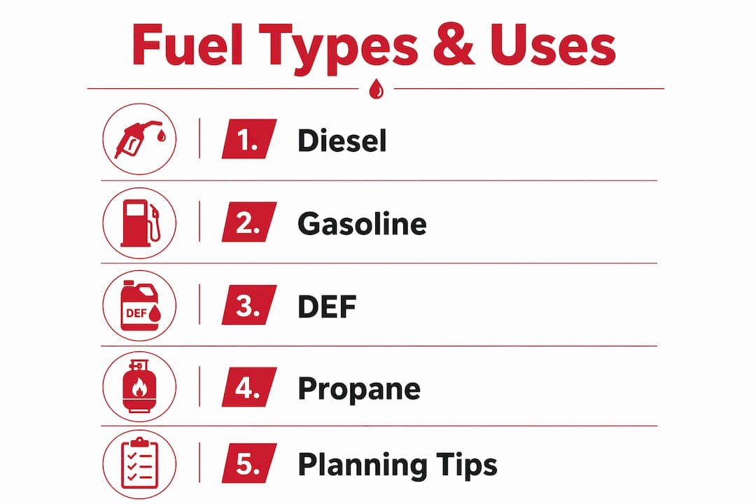 Fuel Delivery for Sporting Events: A Planner's Guide 2 Infographic illustrating fuel types and applications