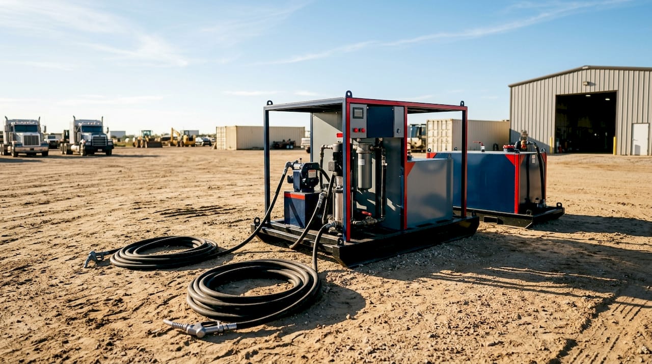 Modular mobile fueling station skid unit outdoors
