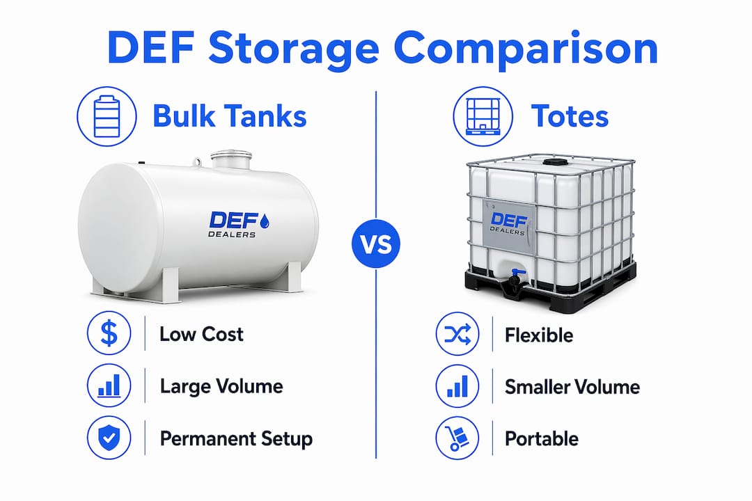 Infographic comparing bulk tanks versus totes