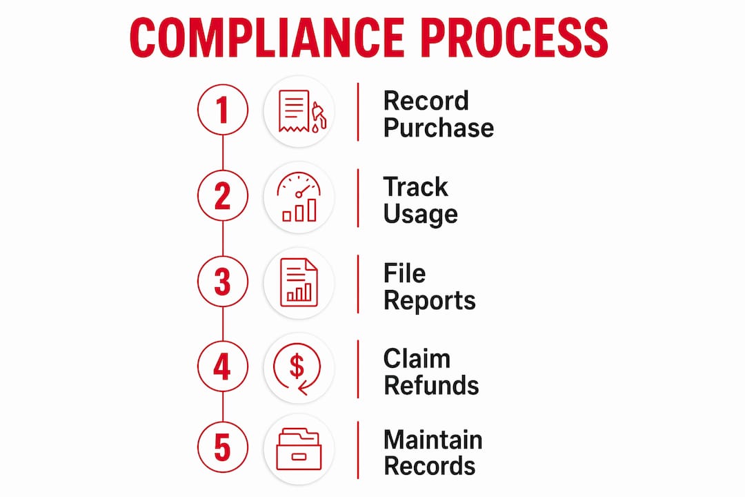 Dyed Diesel Compliance Reporting: 2026 Fleet Guide 2 Infographic outlining dyed diesel compliance steps