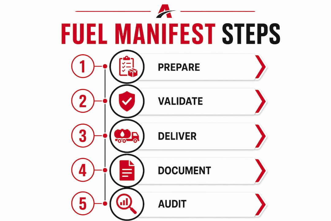 Infographic showing fuel manifest process steps