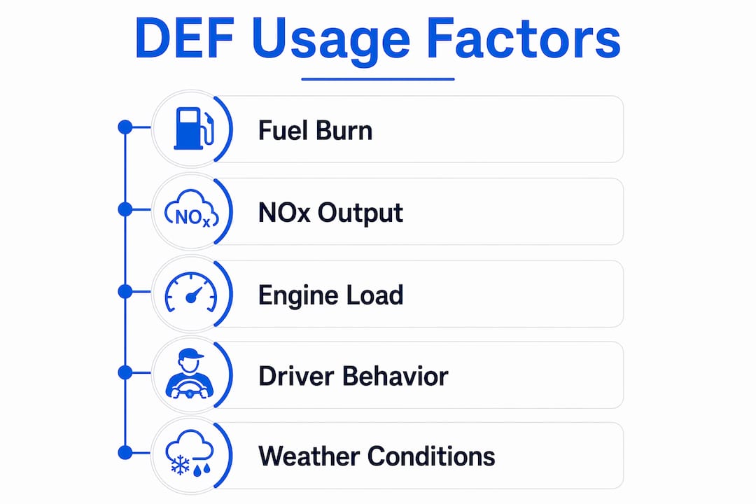 Infographic showing key DEF usage factors