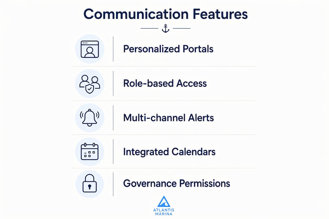Infographic of key yacht club communication features