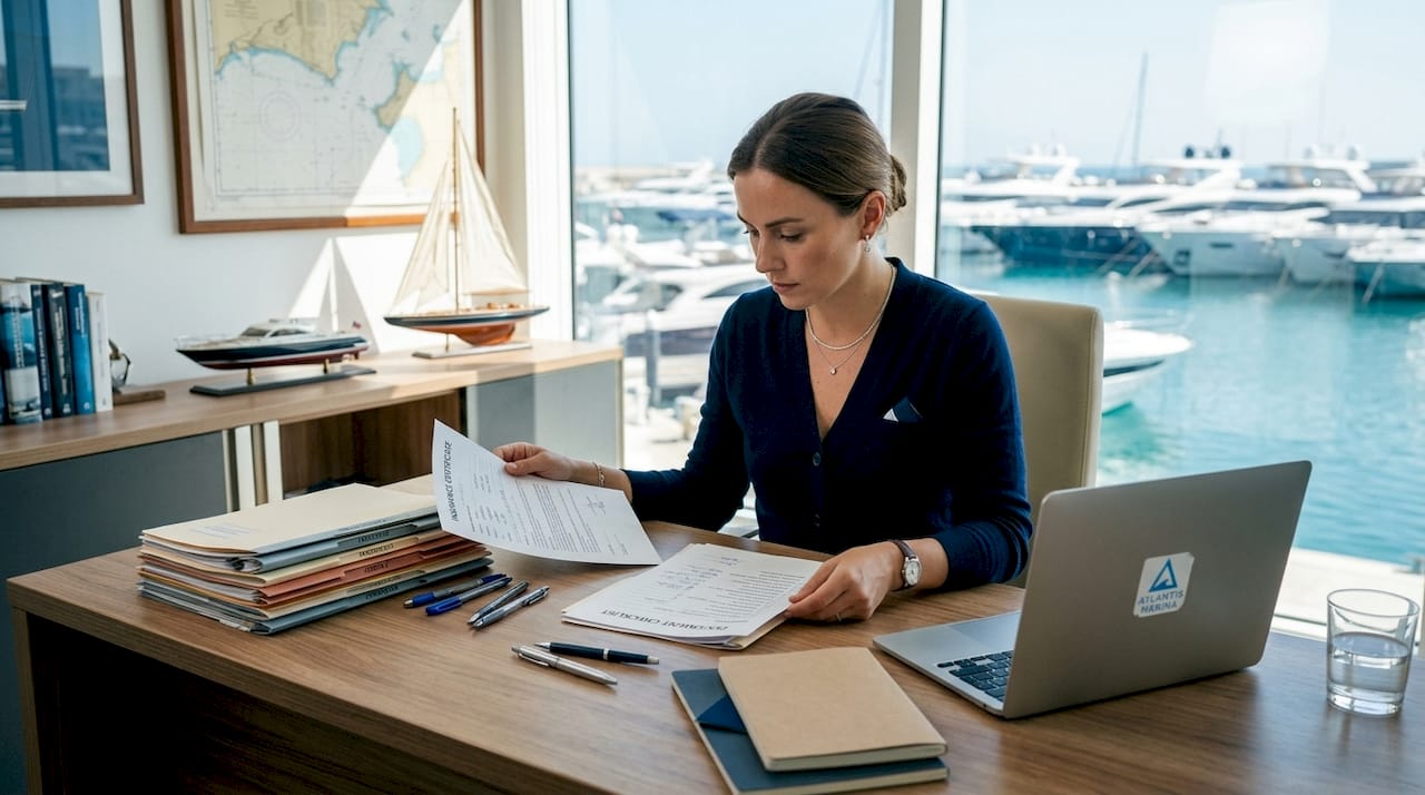 Hands reviewing marina document checklist