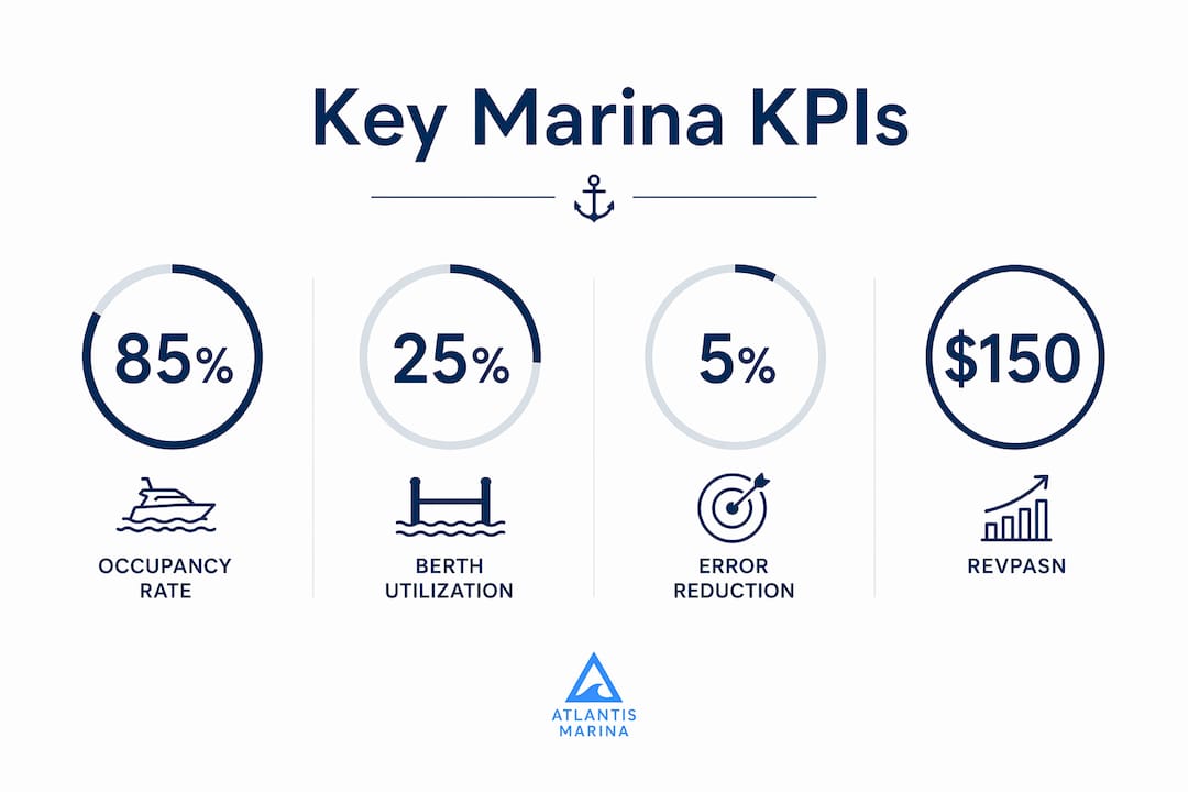 Infographic presenting key marina operational KPIs