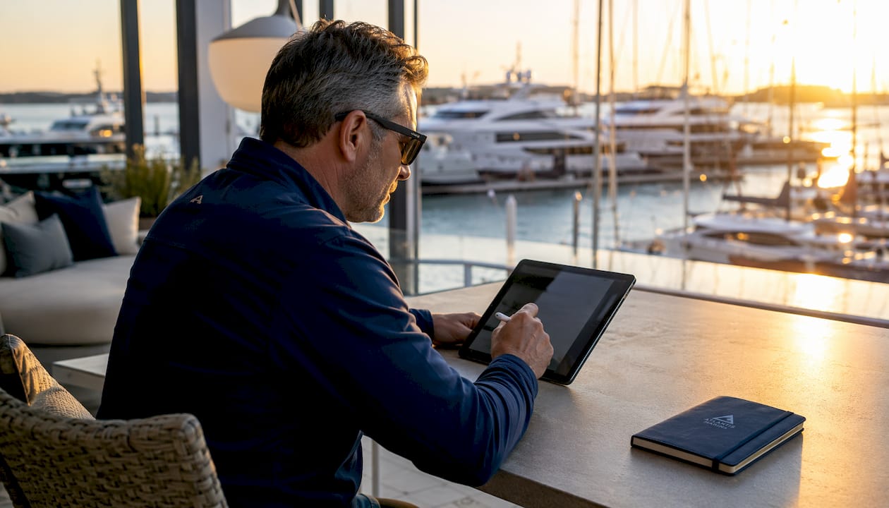 Marina operator viewing real-time notification dashboard