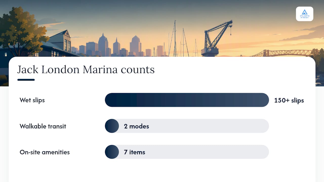 Slip inventory and transit access at Jack London Marina