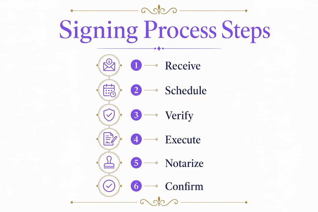 Infographic illustrating signing service step-by-step process