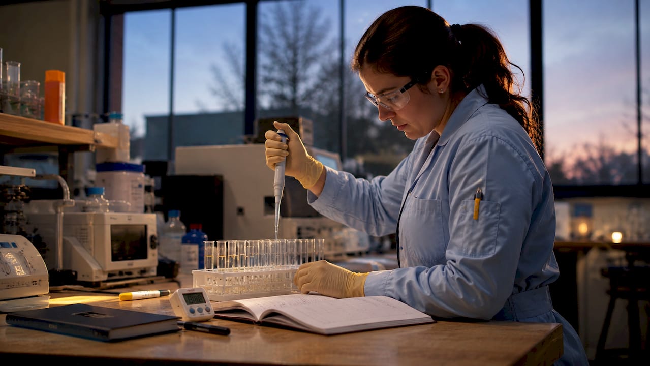 Lab technician preparing diagnostic samples