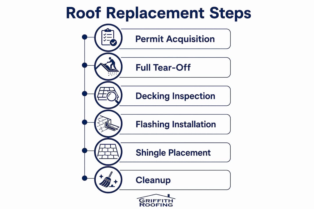 Infographic showing step-by-step roof replacement process