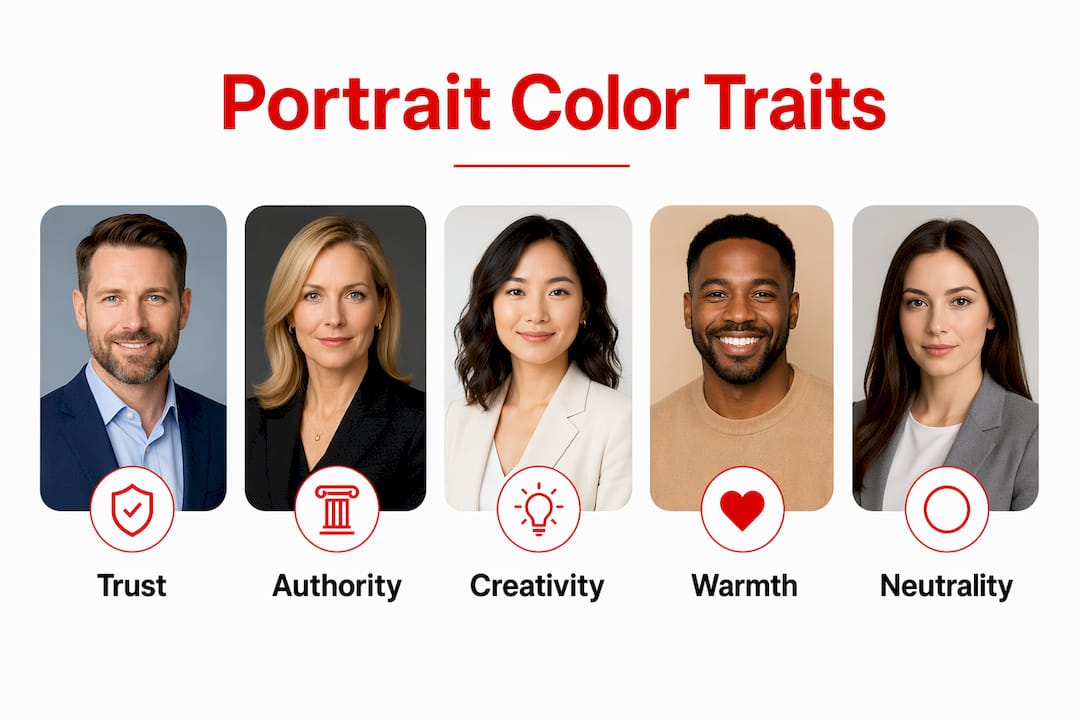 Infographic illustrating key color traits in portraits