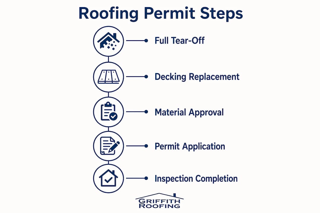 Infographic showing roofing permit steps in Fort Worth
