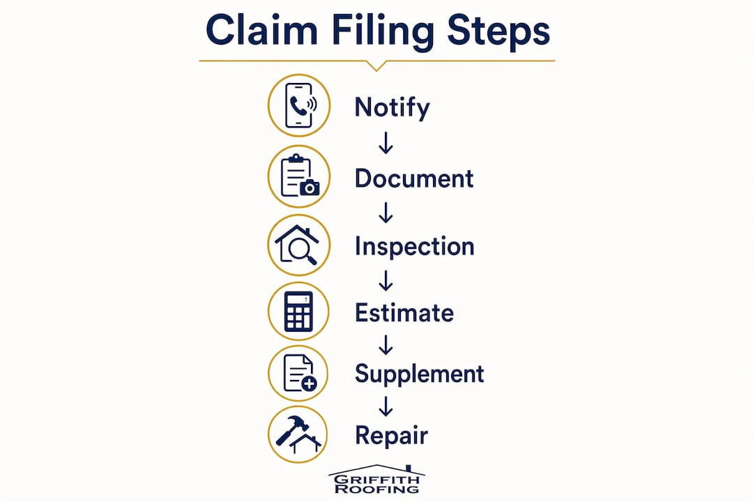 Infographic outlining commercial roofing claim steps