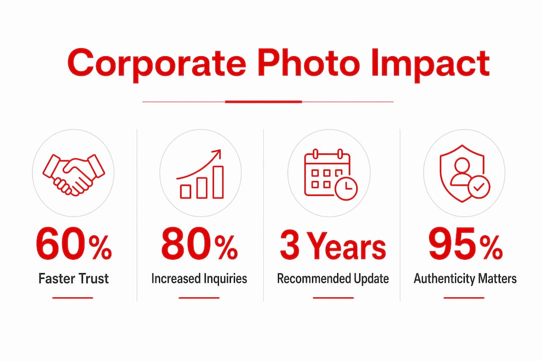 Infographic illustrating key corporate photo impact statistics