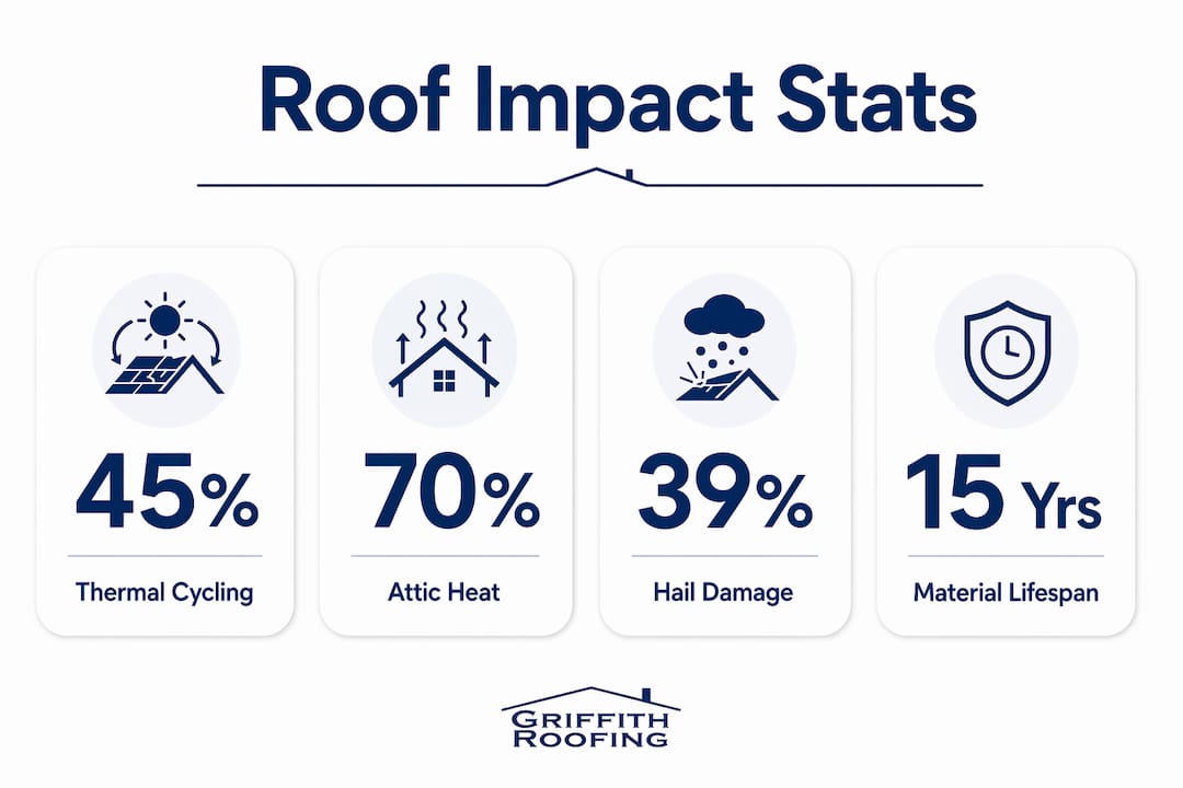 Infographic highlighting key roofing impact statistics