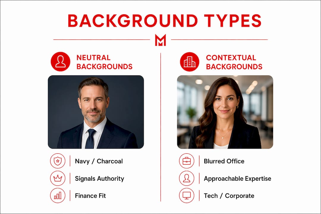 Comparison of professional headshot backgrounds
