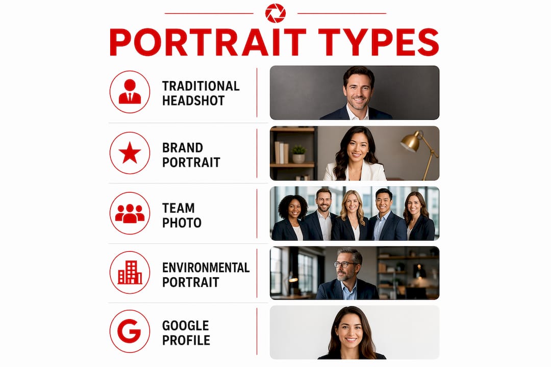 Infographic showing portrait types and uses