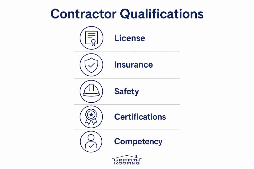 Infographic showing key commercial roofing contractor qualifications