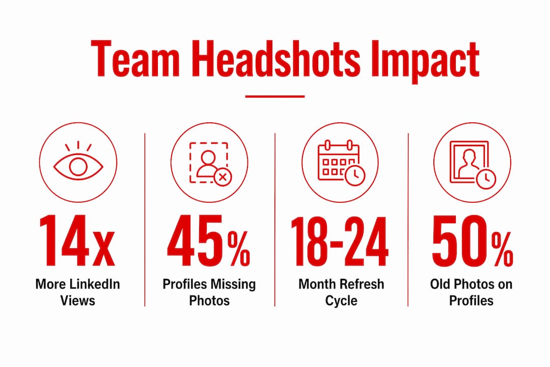 Infographic showing key statistics about team headshots impact