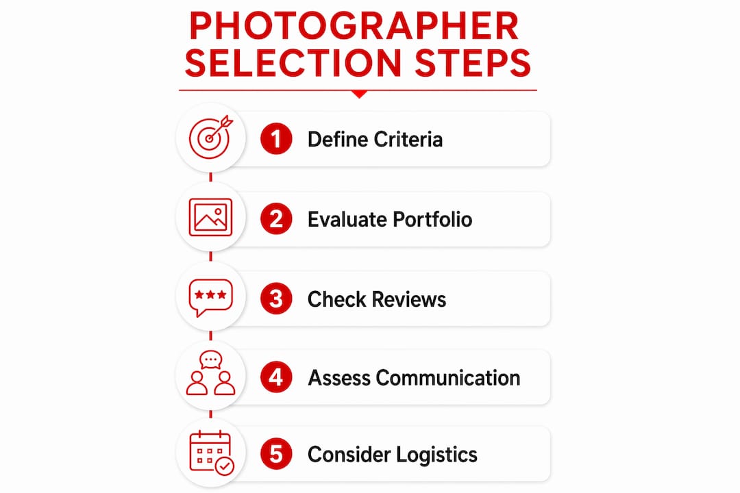 Infographic summarizing photographer selection steps