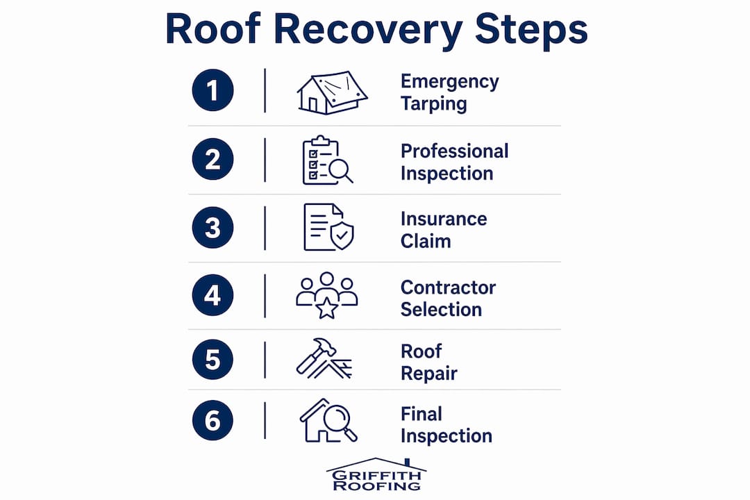 Infographic illustrating roof recovery process steps