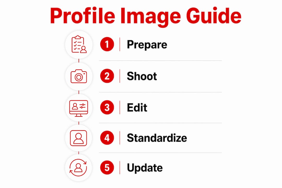 Infographic illustrating corporate profile image steps