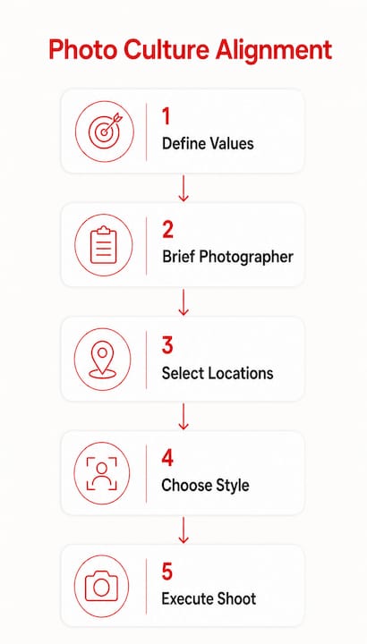 Infographic outlining steps for photo culture alignment