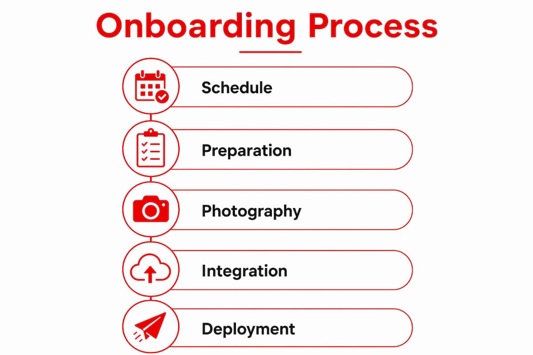Infographic illustrating onboarding process steps