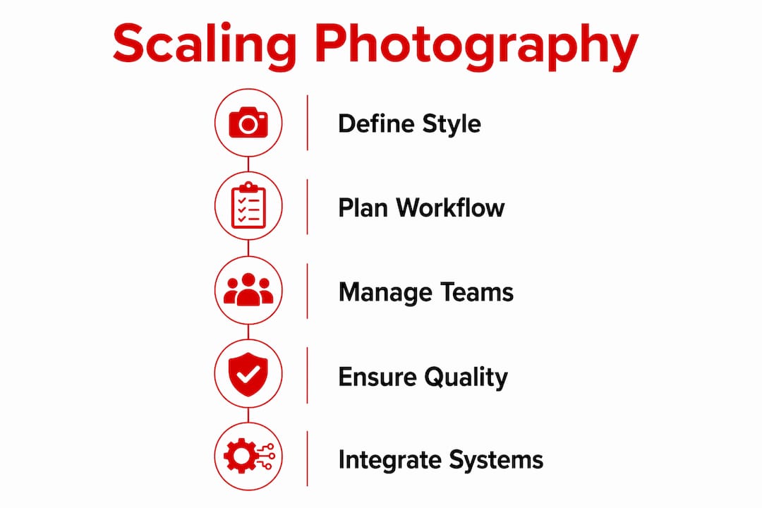 Infographic outlining scalable corporate photography steps