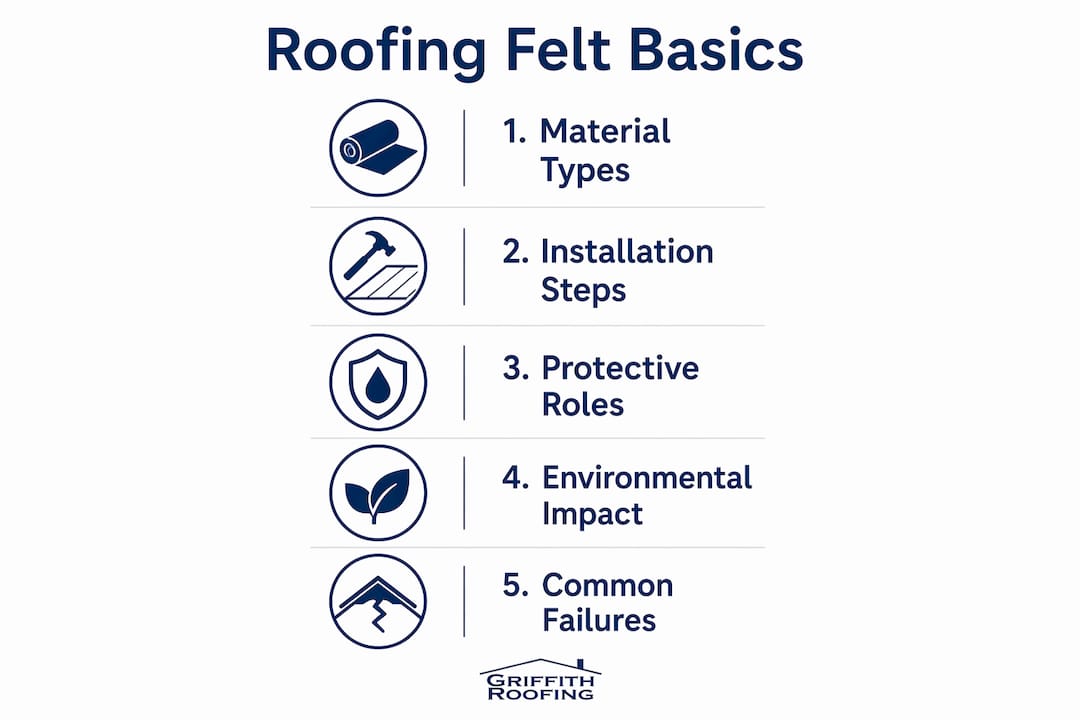 Infographic showing key points about roofing felt