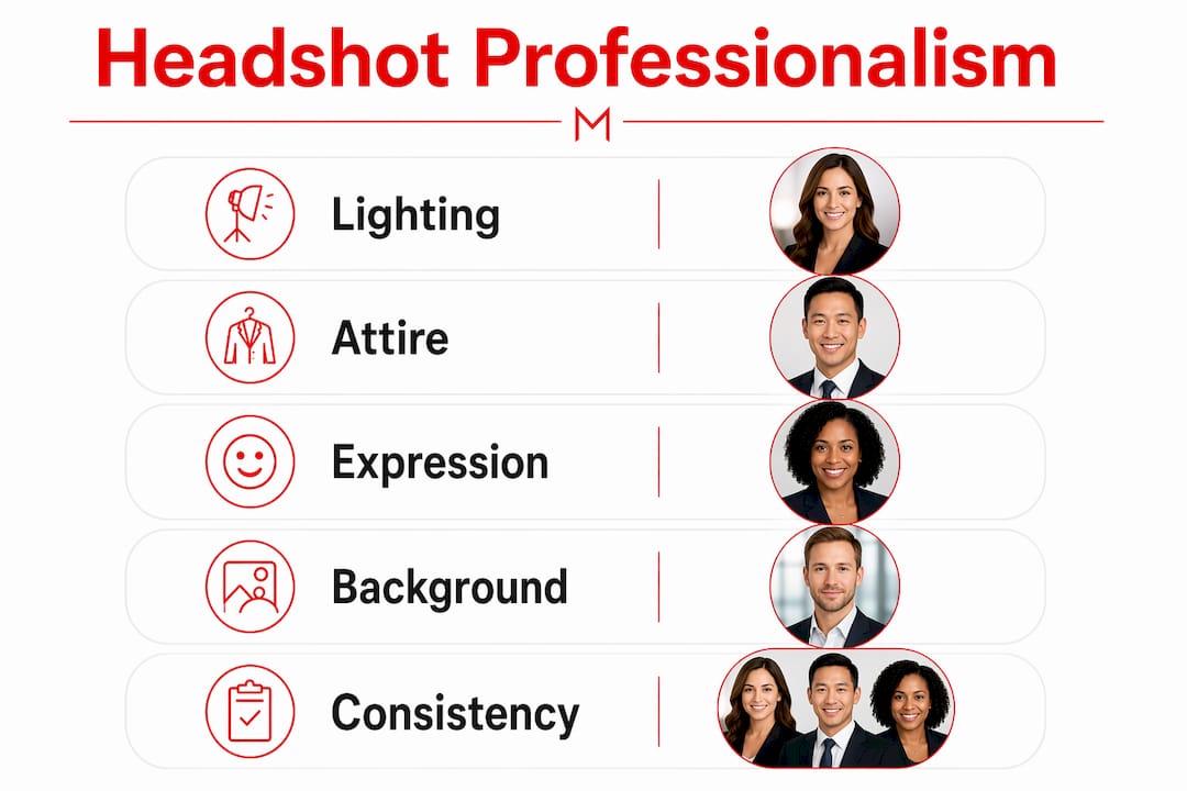 Infographic illustrating key aspects of professional headshots