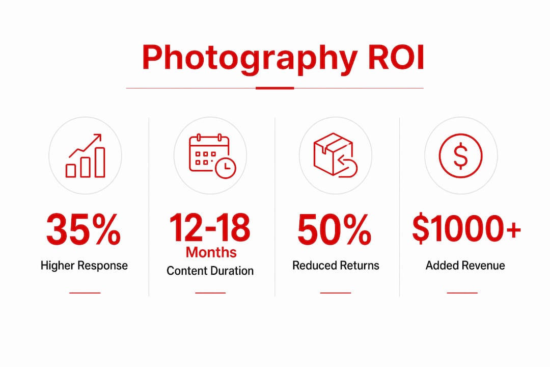 Infographic showing professional photography ROI stats in Dallas