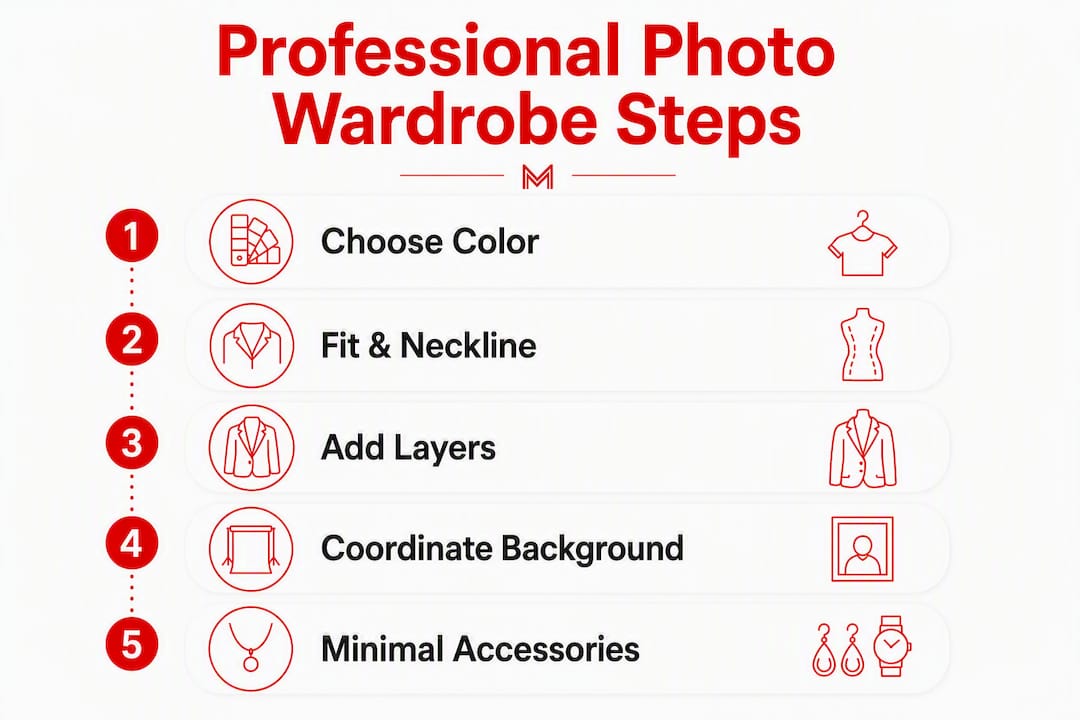 Infographic showing professional photo wardrobe steps