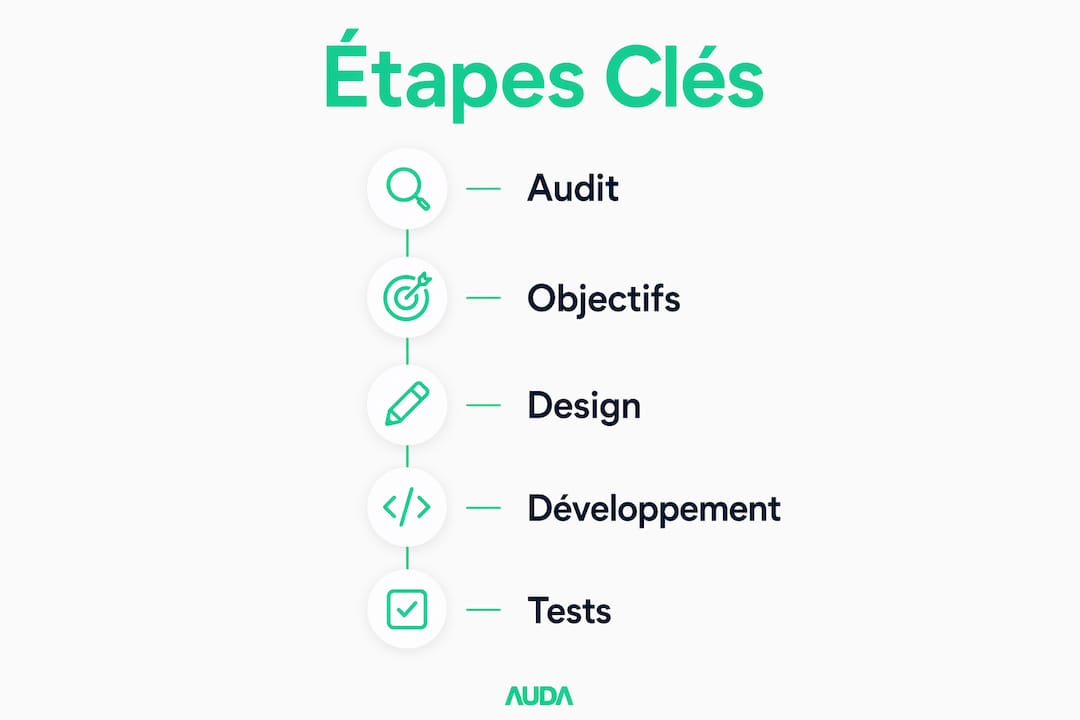 Les grandes étapes pour réussir la refonte de votre site en un coup d'œil
