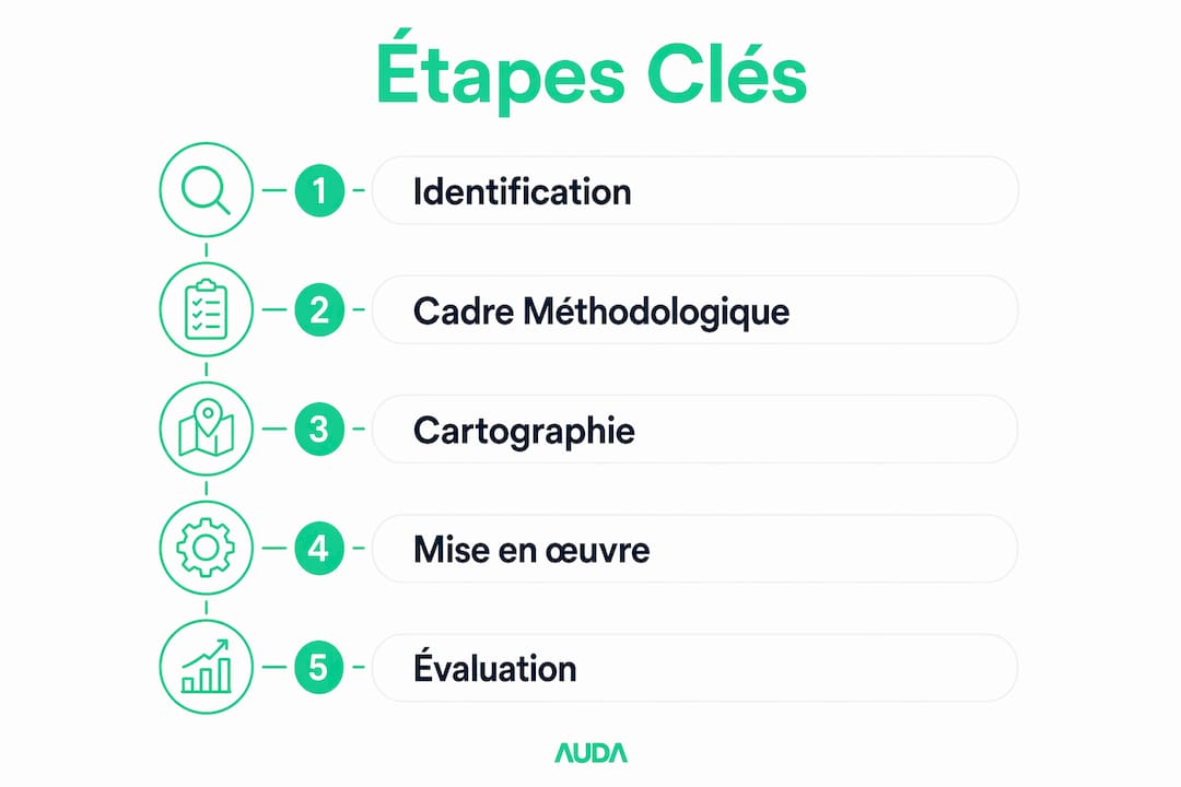Infographie présentant les grandes étapes du processus de conception architecturale
