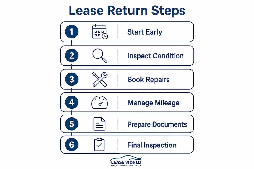 Infographic showing lease car return steps