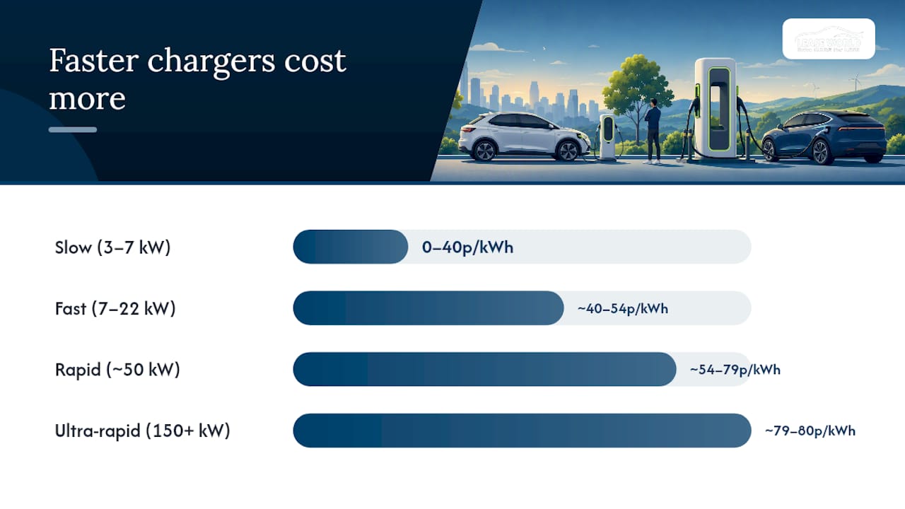 Comparison chart of EV charger types and costs