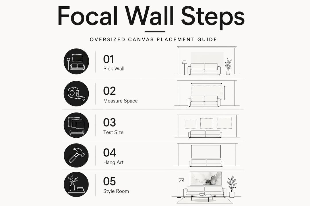 Infographic showing five steps for styling focal wall