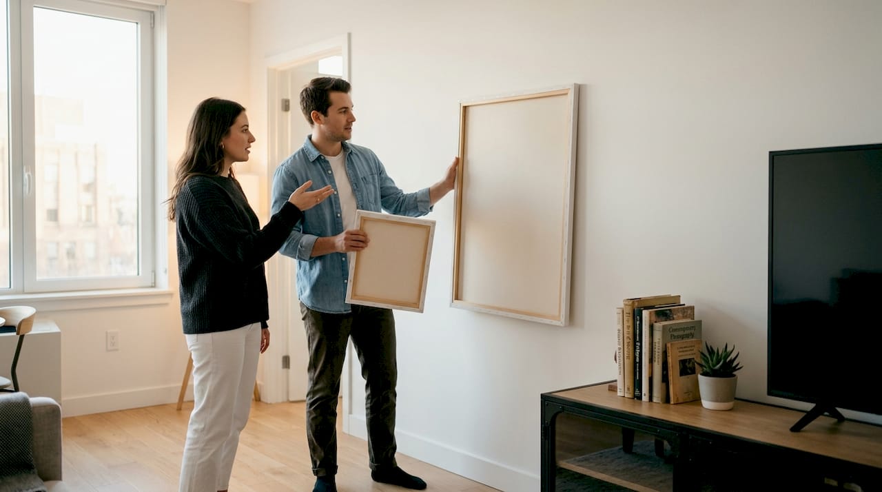 Comparing canvas sizes on apartment wall